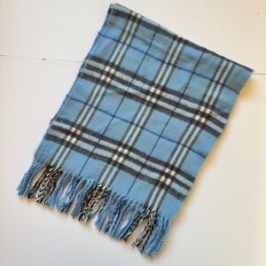 Scottish Scarf 100% Cashmere Soft Warm Tartan Plaid Blue Gray One Size